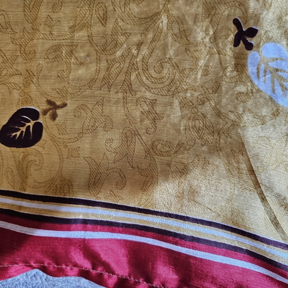 Silk Sari Wrap Skirt, TEA length, regular one size fits most. Pink, beige, gold - Picture 7 of 7